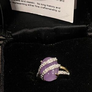 Rare Lavender Jade and Diamond 14kt ring.